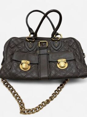 Marc Jacobs Quilted Shoulder Bag in Brown with Gold Hardware